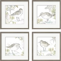 Framed 'Seaside Sandpipers 4 Piece Framed Art Print Set' border=