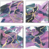 Framed 'Divided Violet 4 Piece Canvas Print Set' border=