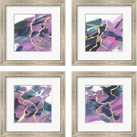Framed 'Divided Violet 4 Piece Framed Art Print Set' border=