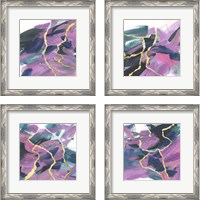 Framed 'Divided Violet 4 Piece Framed Art Print Set' border=