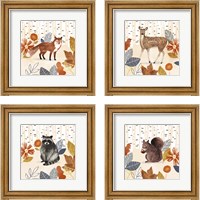 Framed 'Cozy Autumn Woodland 4 Piece Framed Art Print Set' border=