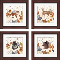 Framed 'Cozy Autumn Woodland 4 Piece Framed Art Print Set' border=