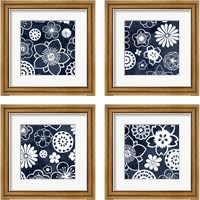 Framed 'Navy Cascade 4 Piece Framed Art Print Set' border=