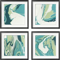 Framed Flowing Teal 4 Piece Framed Art Print Set