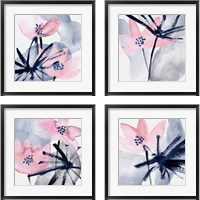 Framed Pink Water Lilies 4 Piece Framed Art Print Set