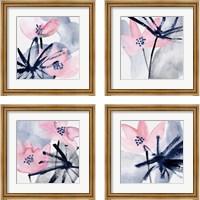 Framed 'Pink Water Lilies 4 Piece Framed Art Print Set' border=