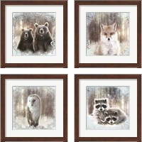 Framed 'Enchanted Winter Bears 4 Piece Framed Art Print Set' border=