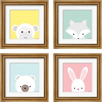 Framed 'Cuddly Animal 4 Piece Framed Art Print Set' border=