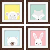 Framed 'Cuddly Animal 4 Piece Framed Art Print Set' border=