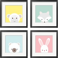 Framed 'Cuddly Animal 4 Piece Framed Art Print Set' border=