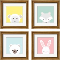 Framed 'Cuddly Animal 4 Piece Framed Art Print Set' border=