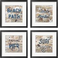 Framed 'Beach Path 4 Piece Framed Art Print Set' border=