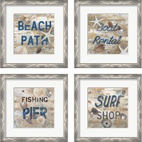 Framed 'Beach Path 4 Piece Framed Art Print Set' border=