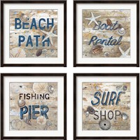 Framed 'Beach Path 4 Piece Framed Art Print Set' border=