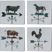 Framed 'Rural Relic Cow 4 Piece Canvas Print Set' border=