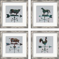 Framed 'Rural Relic Cow 4 Piece Framed Art Print Set' border=