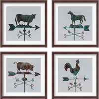 Framed 'Rural Relic Cow 4 Piece Framed Art Print Set' border=
