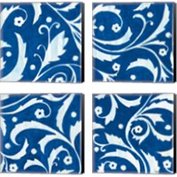 Framed 'Tangled In Blue 4 Piece Canvas Print Set' border=