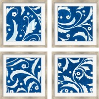 Framed 'Tangled In Blue 4 Piece Framed Art Print Set' border=