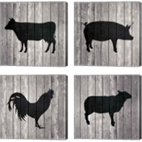 Framed 'Barn Animal 4 Piece Canvas Print Set' border=