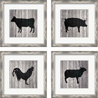 Framed 'Barn Animal 4 Piece Framed Art Print Set' border=