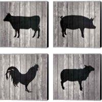 Framed 'Barn Animal 4 Piece Canvas Print Set' border=