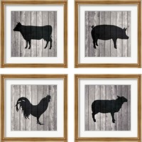 Framed 'Barn Animal 4 Piece Framed Art Print Set' border=