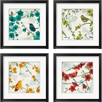 Framed 'Birds and Butterflies 4 Piece Framed Art Print Set' border=