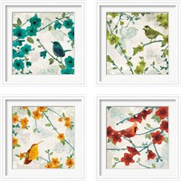 Framed 'Birds and Butterflies 4 Piece Framed Art Print Set' border=