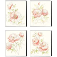 Framed Watercolor Floral Variety 4 Piece Canvas Print Set