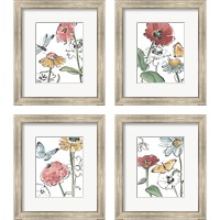 Framed Boho Florals 4 Piece Framed Art Print Set