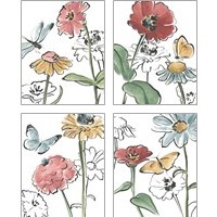 Framed Boho Florals 4 Piece Art Print Set
