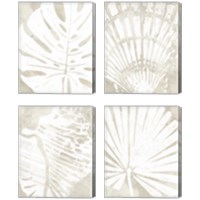 Framed 'Linen Tropical Silhouette 4 Piece Canvas Print Set' border=