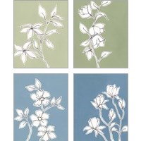 Framed Botanic Drawing 4 Piece Art Print Set