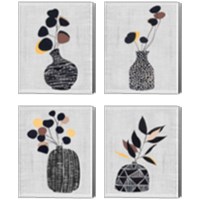 Framed 'Decorated Vase with Plant 4 Piece Canvas Print Set' border=