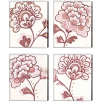 Framed 'Flora Chinoiserie Pink 4 Piece Canvas Print Set' border=