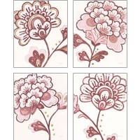 Framed Flora Chinoiserie Pink 4 Piece Art Print Set