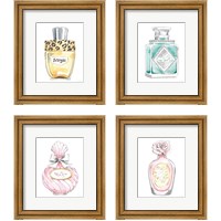 Framed 'Glamour Pup Perfume 4 Piece Framed Art Print Set' border=