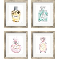 Framed 'Glamour Pup Perfume 4 Piece Framed Art Print Set' border=