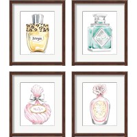 Framed 'Glamour Pup Perfume 4 Piece Framed Art Print Set' border=