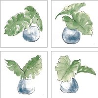 Framed 'Plant Big Leaf 4 Piece Art Print Set' border=