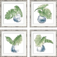 Framed 'Plant Big Leaf 4 Piece Framed Art Print Set' border=