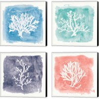 Framed 'Water Coral Cove 4 Piece Canvas Print Set' border=