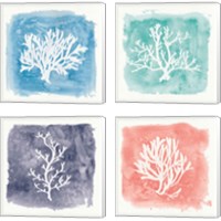 Framed 'Water Coral Cove 4 Piece Canvas Print Set' border=