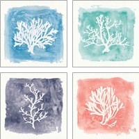 Framed 'Water Coral Cove 4 Piece Art Print Set' border=