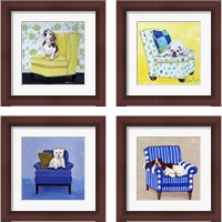 Framed 'Dogs on Chairs 4 Piece Framed Art Print Set' border=