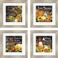 Framed 'Harvest Greetings 4 Piece Framed Art Print Set' border=