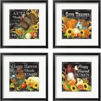 Framed 'Harvest Greetings 4 Piece Framed Art Print Set' border=