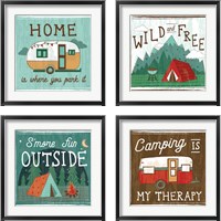 Framed 'Comfy Camping 4 Piece Framed Art Print Set' border=