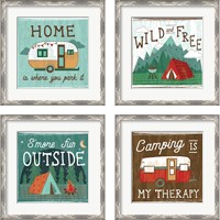 Framed 'Comfy Camping 4 Piece Framed Art Print Set' border=